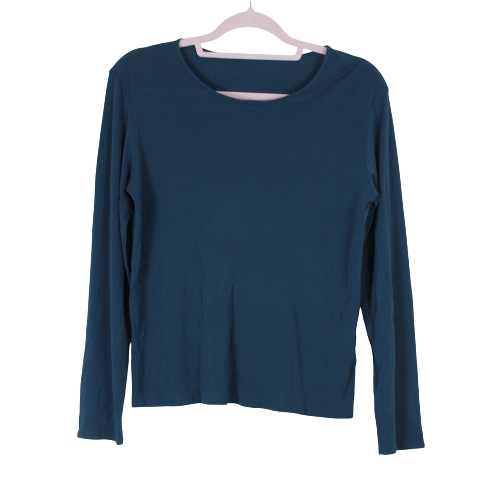 Gorpcore Layering Relaxed Fit Jewel Tone Teal Long Sleeve 100% Silk Shirt L